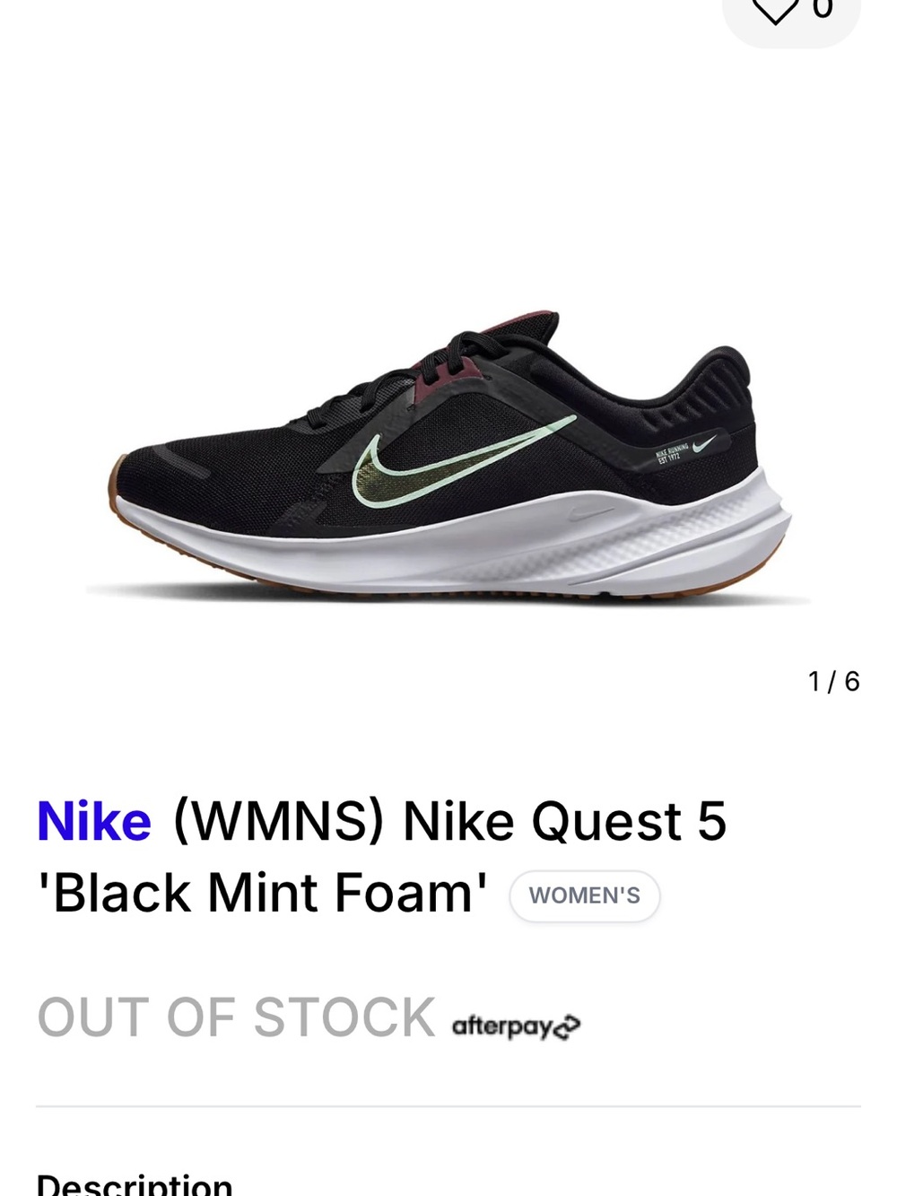 Nike Women's Quest 5 Running Shoes - Black Mint